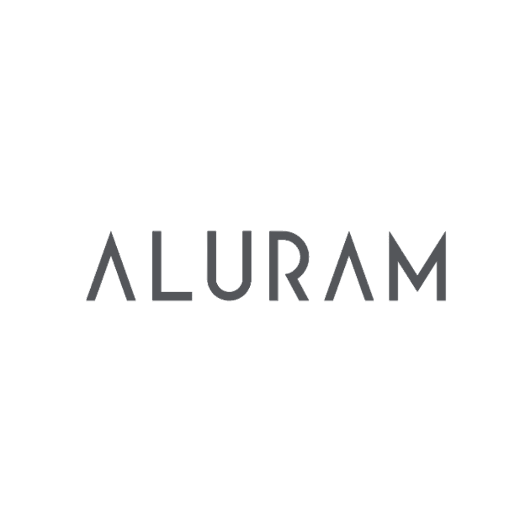 Aluram logo with minimalist black lettering on a white background.