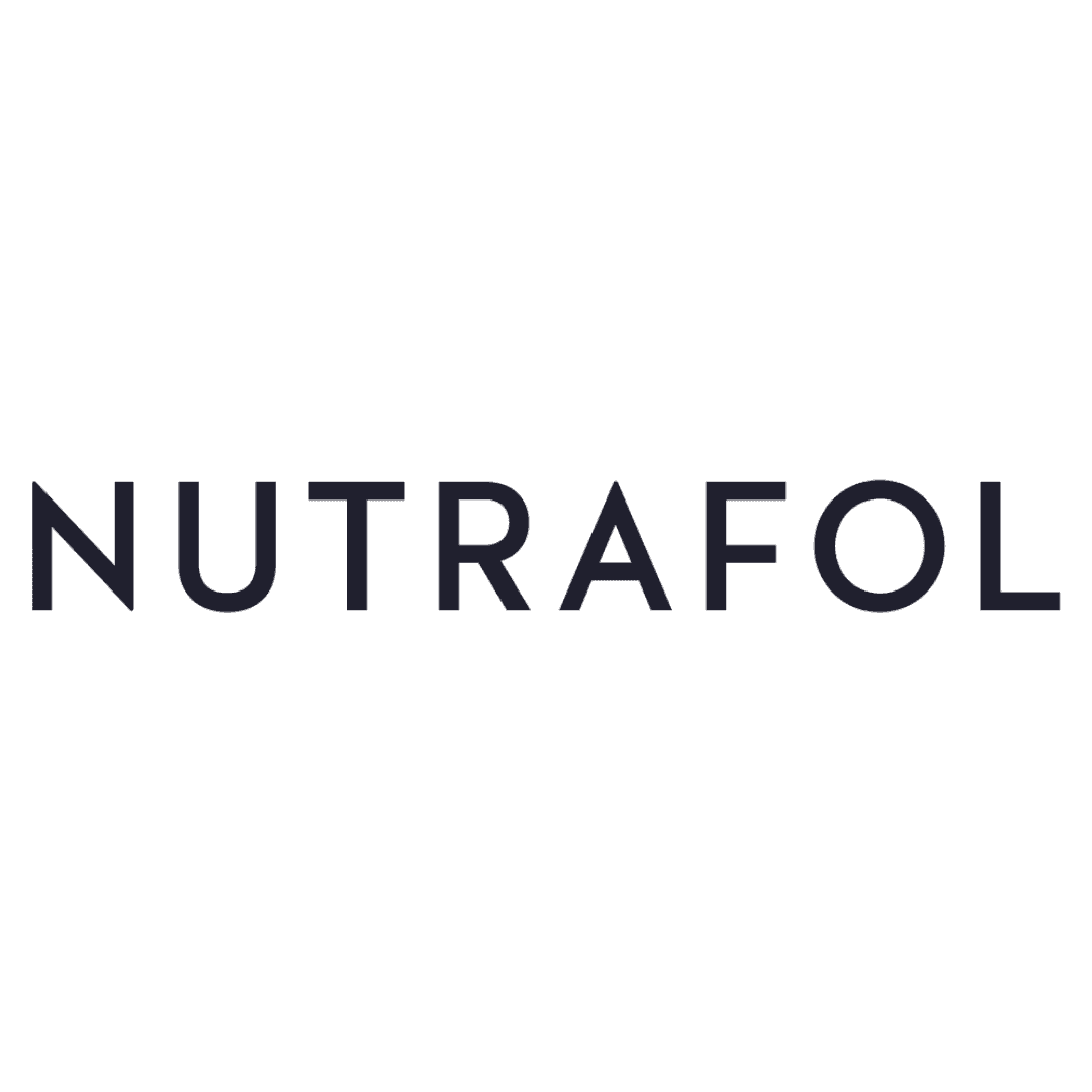 Nutrafol logo in bold, uppercase black letters on a transparent background.
